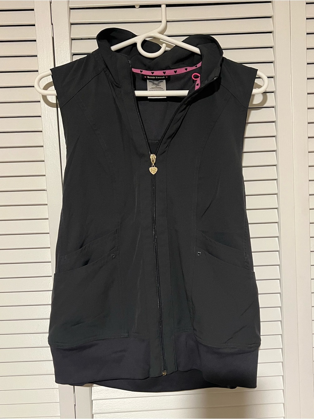 HeartSoul Grey Sleeveless Zip Vest with Heart Pull